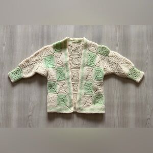Vintage Hand Knit Cardigan Sweater Little Girl Or Boy 12-18 Months